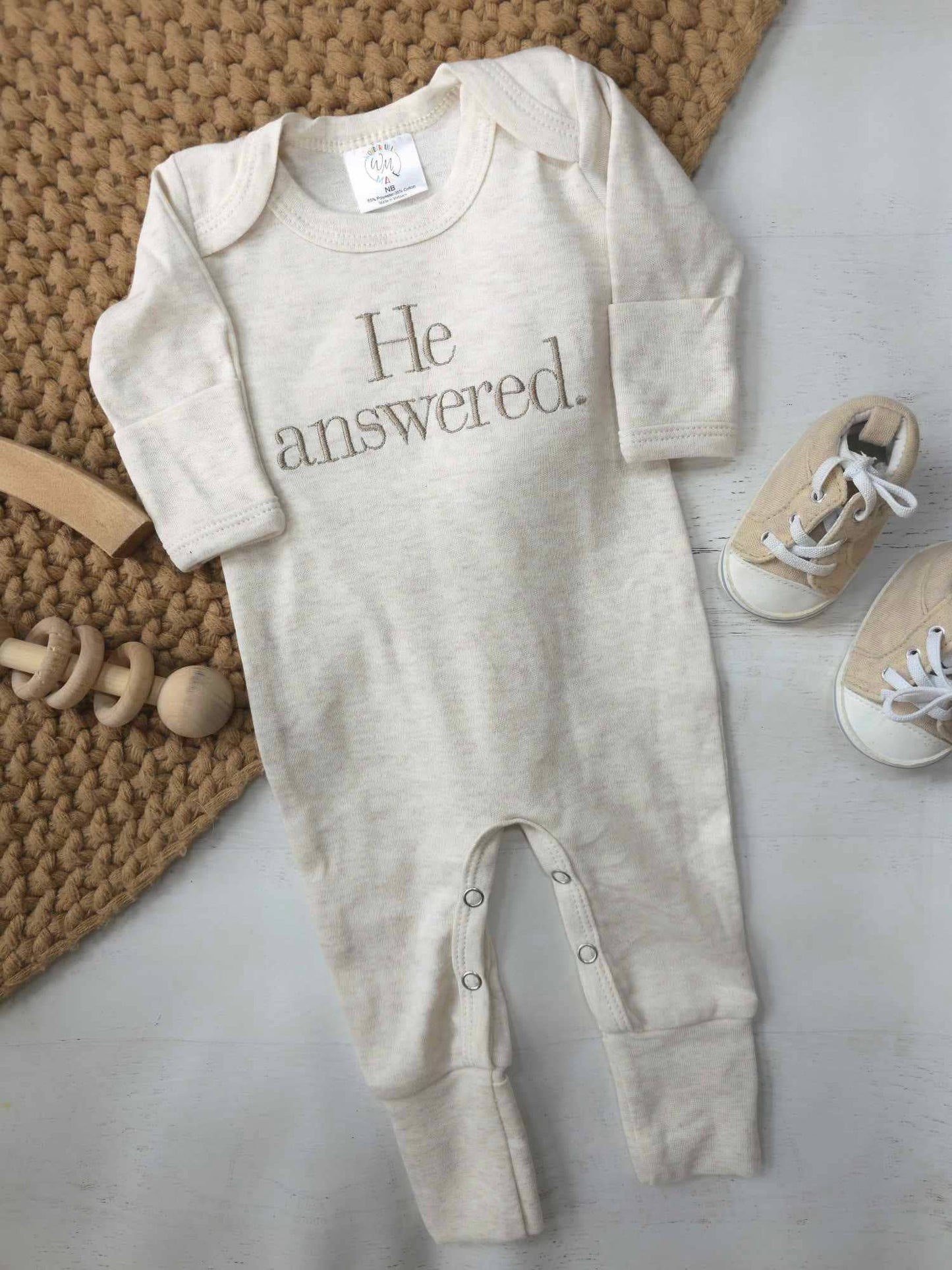 Baby Romper | He Answered. - Tiny Tots Boutique