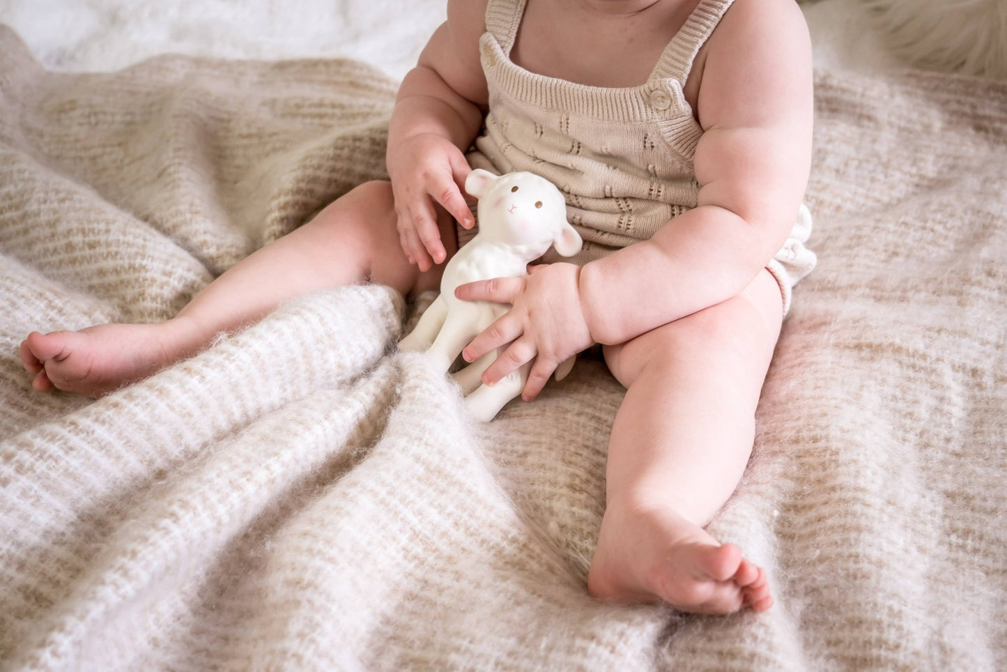 Bahbah the Lamb Organic Rubber Teether, Rattle & Bath Toy - Tiny Tots Boutique