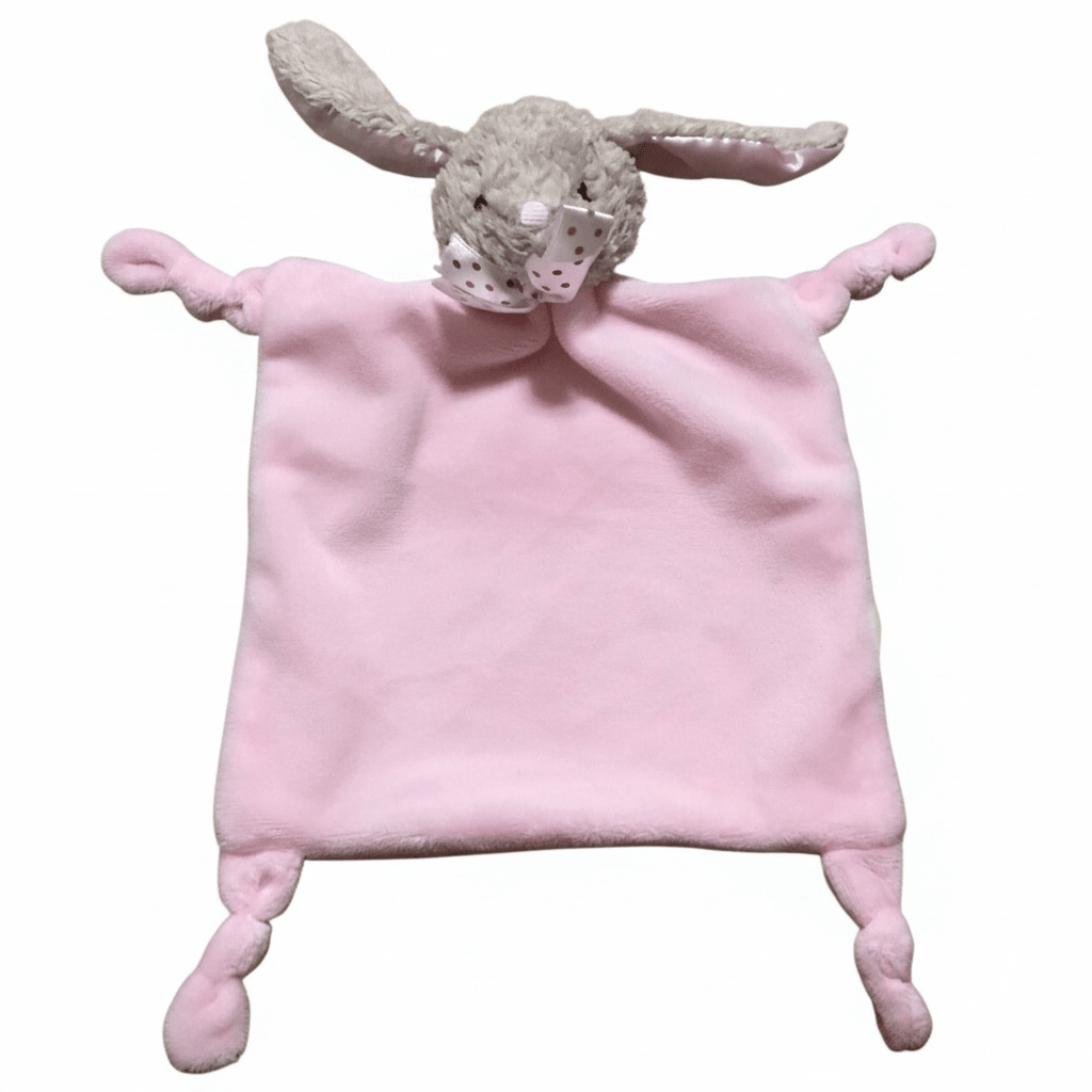 Embroidered Baby Bunny Lovey - Pink - Tiny Tots Boutique