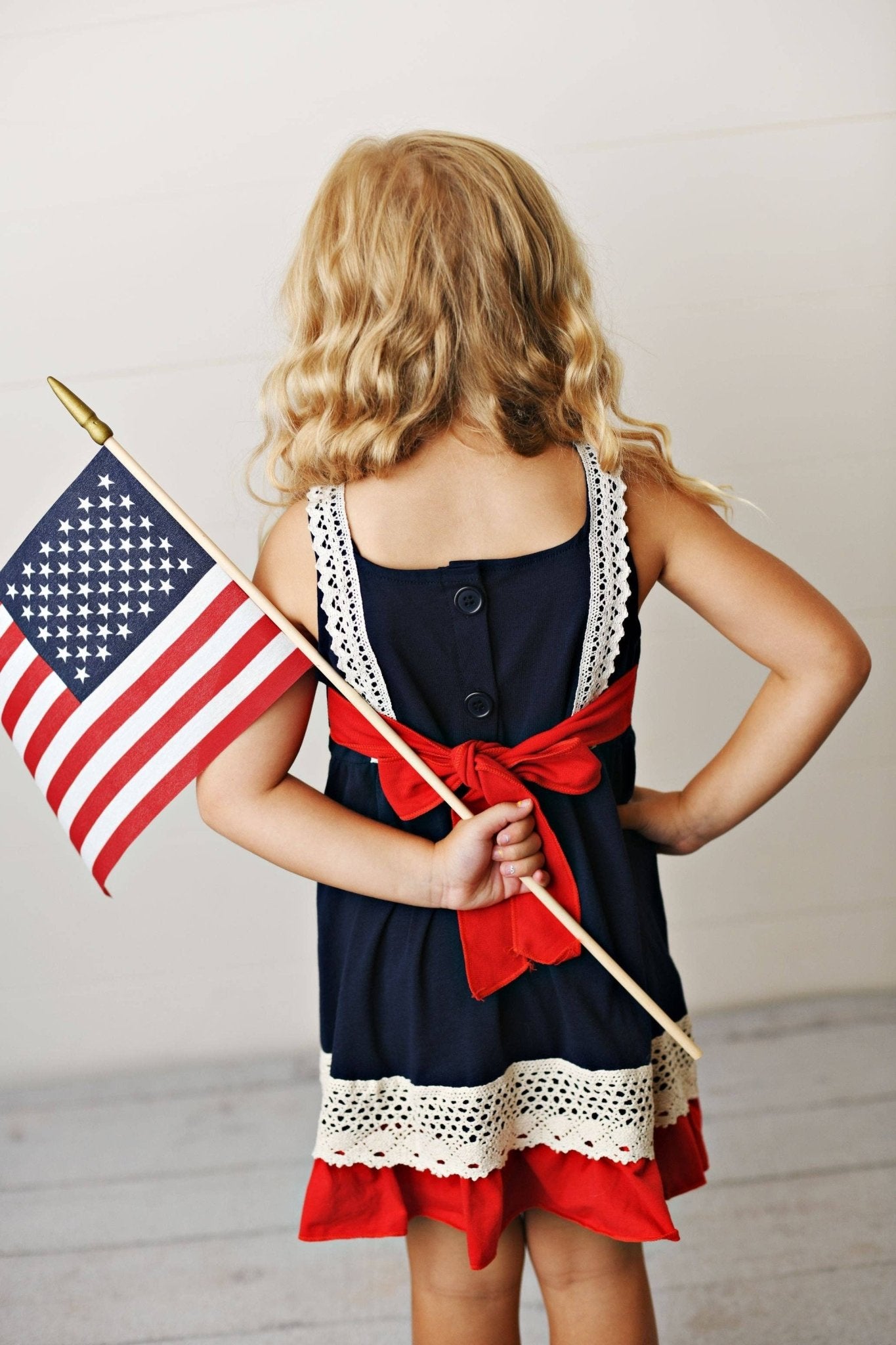 Girls American Flag Lace Ruffle Spring Summer Dress - Tiny Tots Boutique
