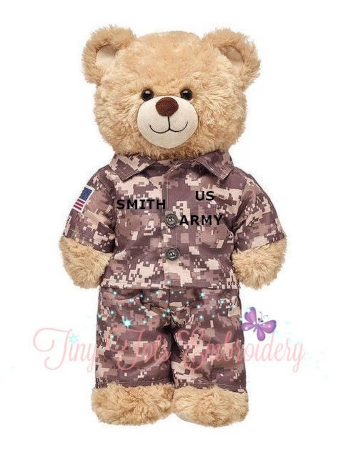 Personalized Military Camo Outfit for 16" Plush - Custom Name & Branch