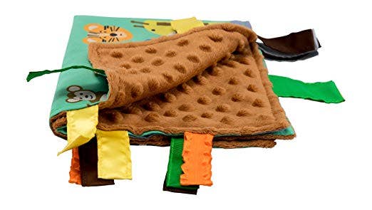 Jungle Zoo Taggy Comfort Blanket Learning Lovey 14 x 18" - Tiny Tots Boutique