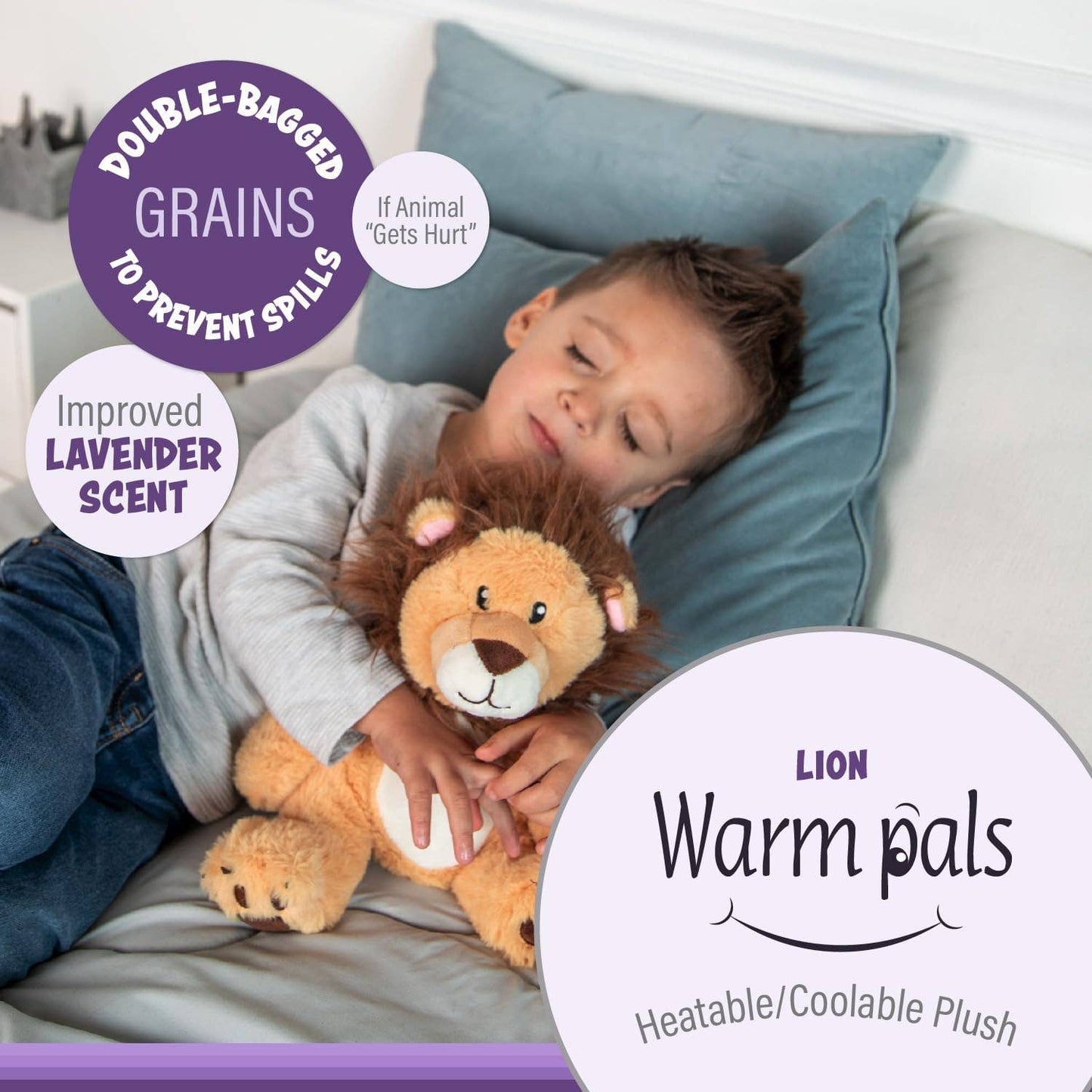 Lion Microwaveable Stuffed Animal – Lavender Scented Heat & Cold Therapy - Tiny Tots Boutique