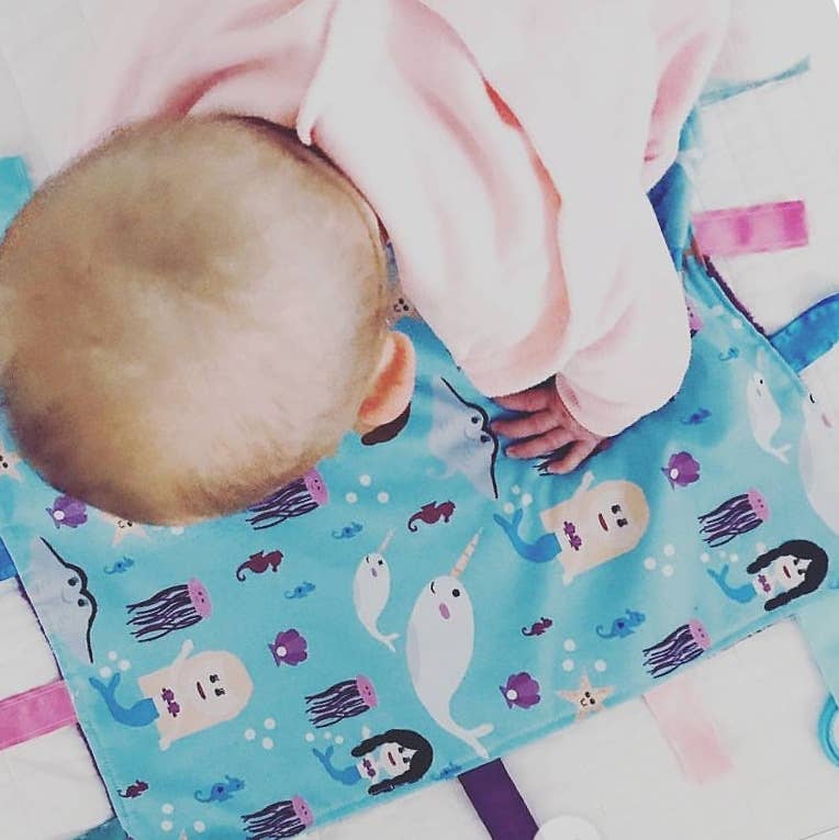 Mermaid Narwhal Taggy Comfort Blanket Learning Lovey 14 x 18 - Tiny Tots Boutique