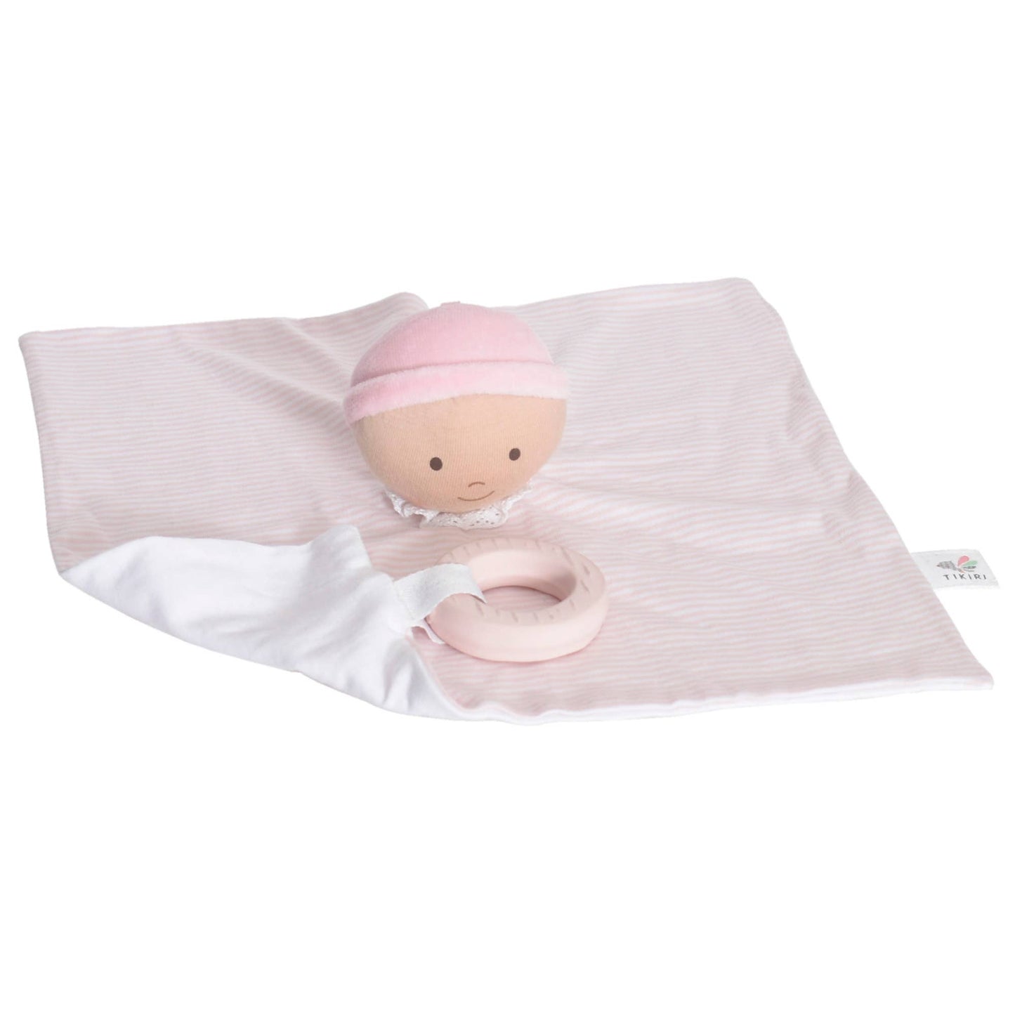 Personalized Baby Lovey with Rubber Teether - Pink - Tiny Tots Boutique