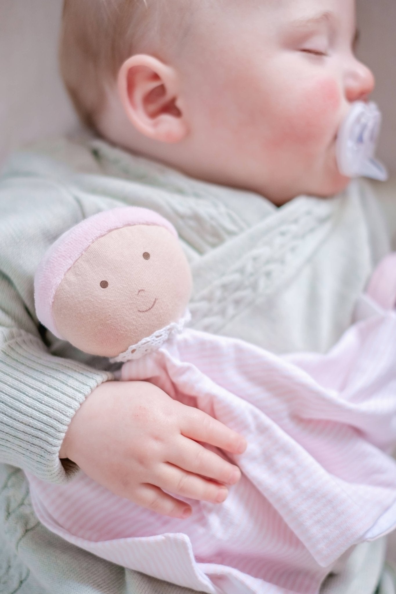 Personalized Baby Lovey with Rubber Teether - Pink - Tiny Tots Boutique