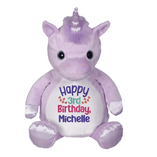 Personalized Birthday Stuffed Animal with Hearts - Tiny Tots Boutique