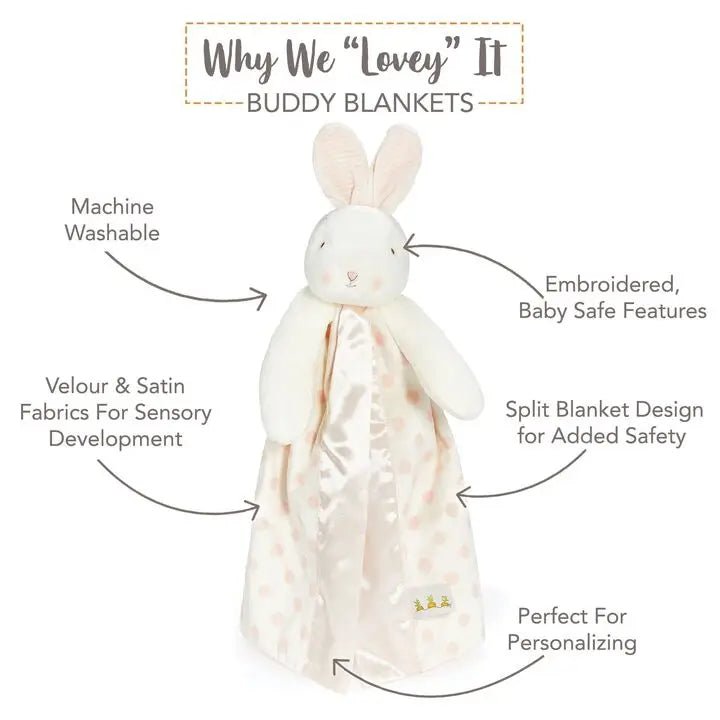 Personalized Plush Bunny Lovey - Pink Dots - Tiny Tots Boutique