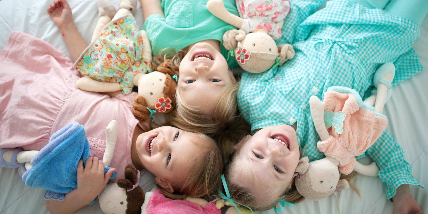 Personalized Plush Doll - Beige Hair with Pink Floral Dress - Scarlet - Tiny Tots Boutique