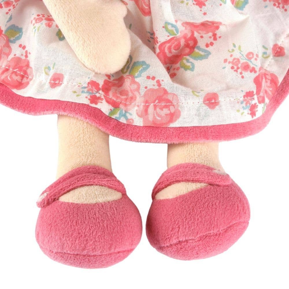 Personalized Plush Doll - Beige Hair with Pink Floral Dress - Scarlet - Tiny Tots Boutique
