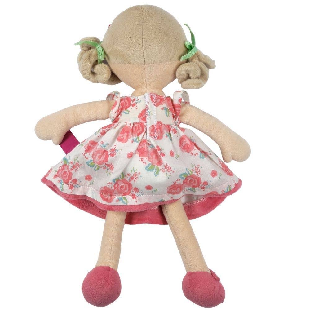 Personalized Plush Doll - Beige Hair with Pink Floral Dress - Scarlet - Tiny Tots Boutique