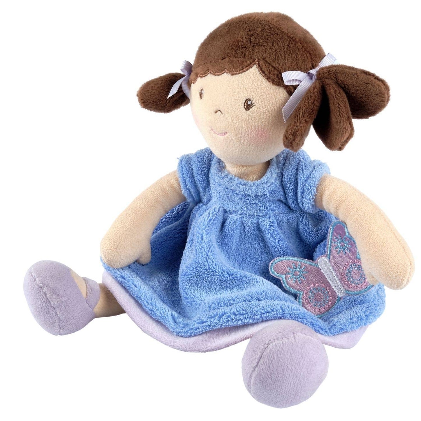 Personalized Plush Doll - Brown Hair with Blue Plush Dress - Pari - Tiny Tots Boutique