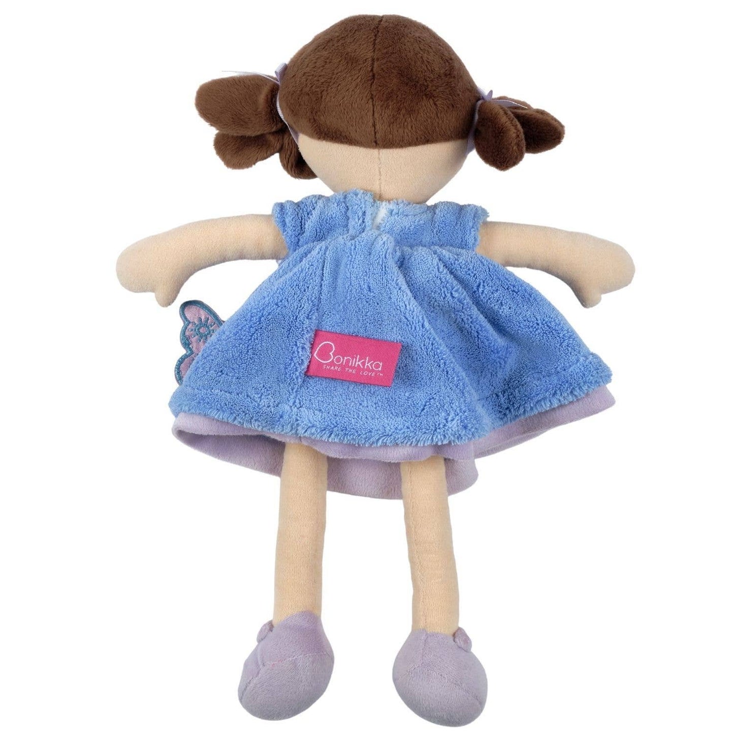 Personalized Plush Doll - Brown Hair with Blue Plush Dress - Pari - Tiny Tots Boutique