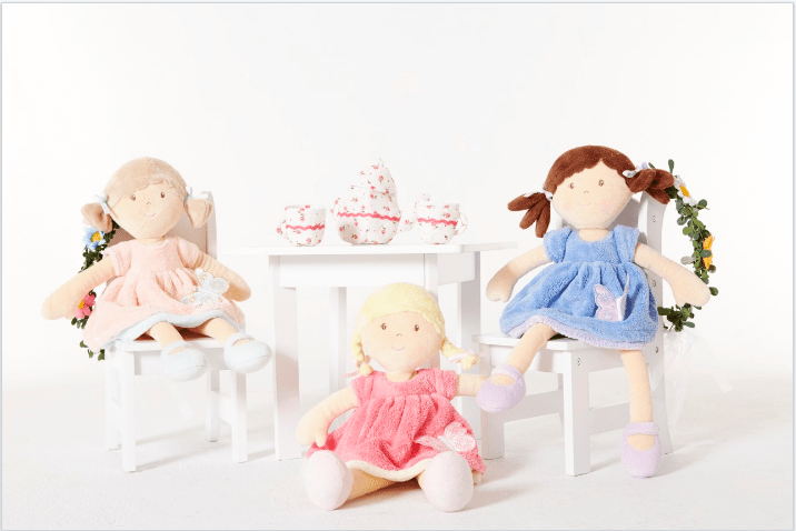 Personalized Plush Doll - Brown Hair with Blue Plush Dress - Pari - Tiny Tots Boutique