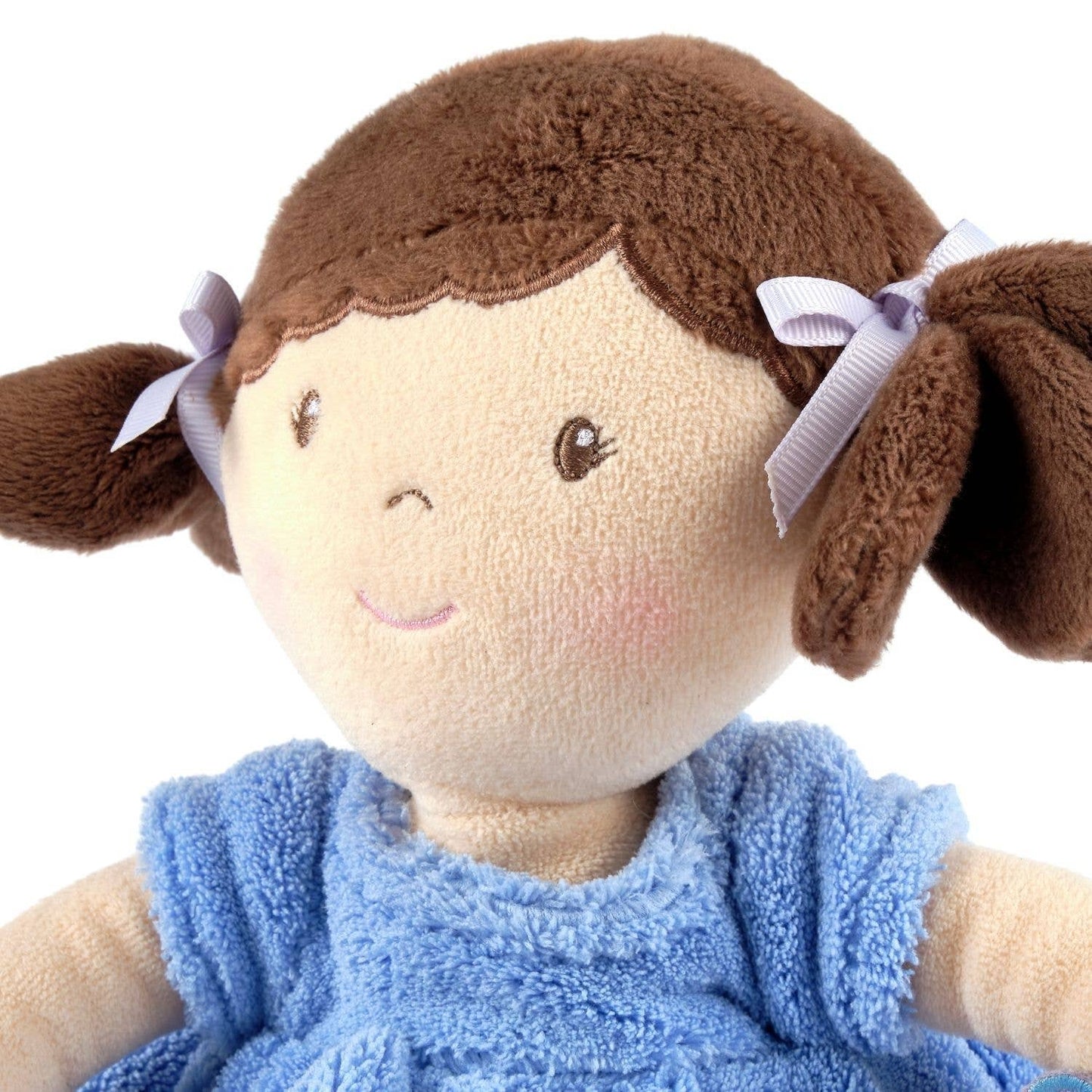 Personalized Plush Doll - Brown Hair with Blue Plush Dress - Pari - Tiny Tots Boutique