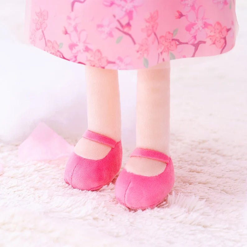 Personalized Plush Doll – Chinese Doll with a Pink Dress - Tiny Tots Boutique