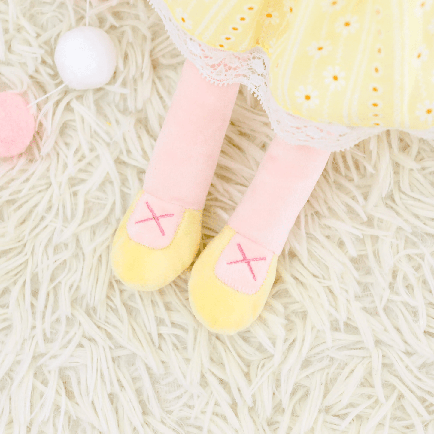 Personalized Plush Doll – Light Brown Hair with a Yellow Dress - Tiny Tots Boutique
