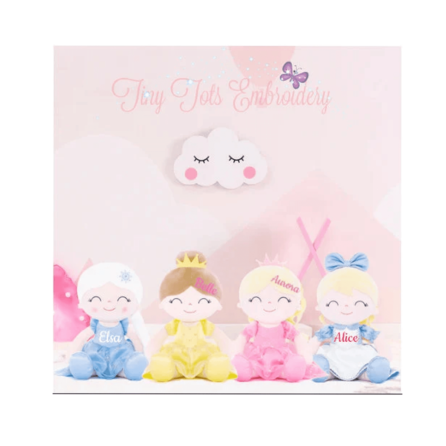 Personalized Princess Plush Doll – Black Hair with a Teal Dress - Tiny Tots Boutique