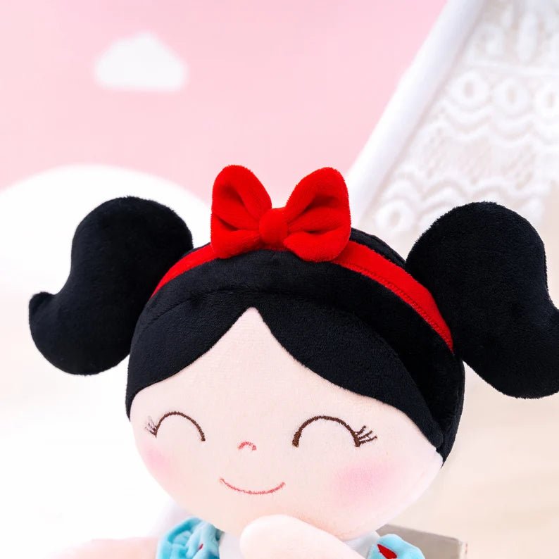 Personalized Princess Plush Doll – Black Hair with a Yellow and Blue Dress - Tiny Tots Boutique