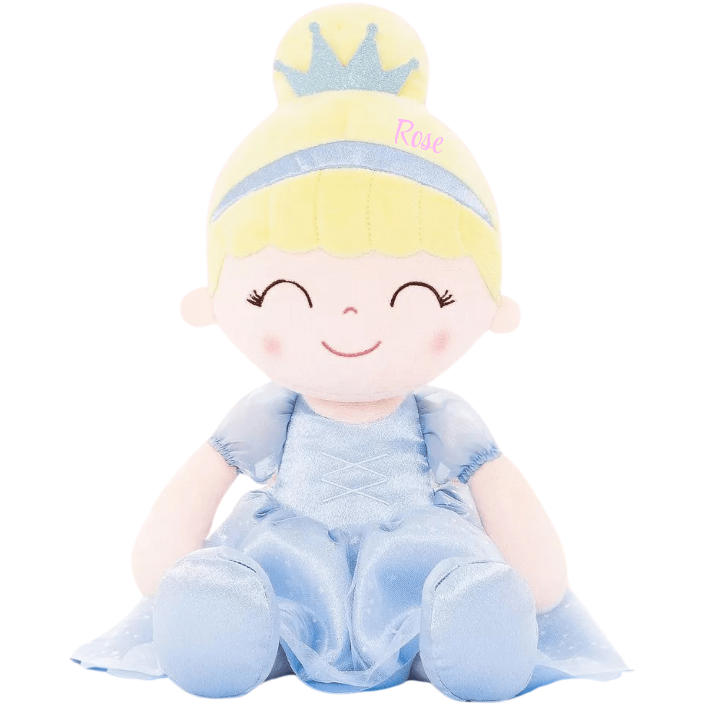 Personalized Princess Plush Doll – Blonde Hair with a Blue Dress - Tiny Tots Boutique