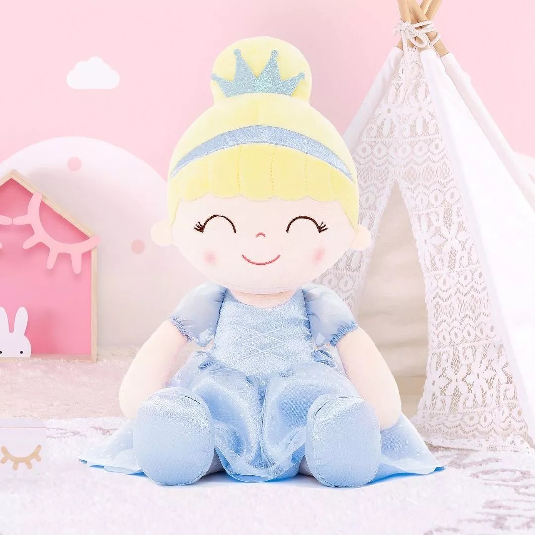 Personalized Princess Plush Doll – Blonde Hair with a Blue Dress - Tiny Tots Boutique