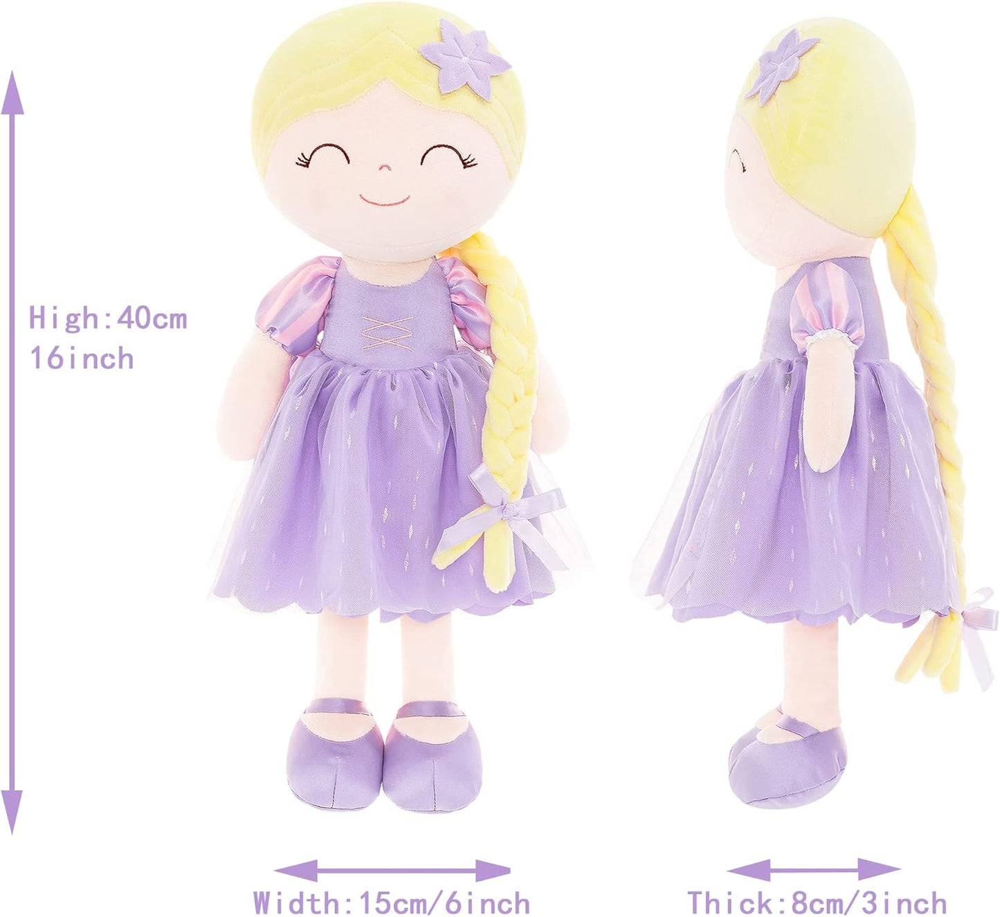 Personalized Princess Plush Doll – Blonde Hair with a Lilac Dress - Tiny Tots Boutique