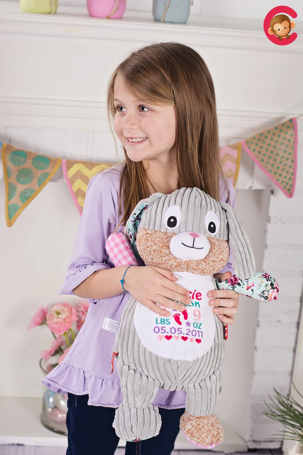 Personalized Sensory Plush Bunny - Custom Embroidered Baby Keepsake - Tiny Tots Boutique