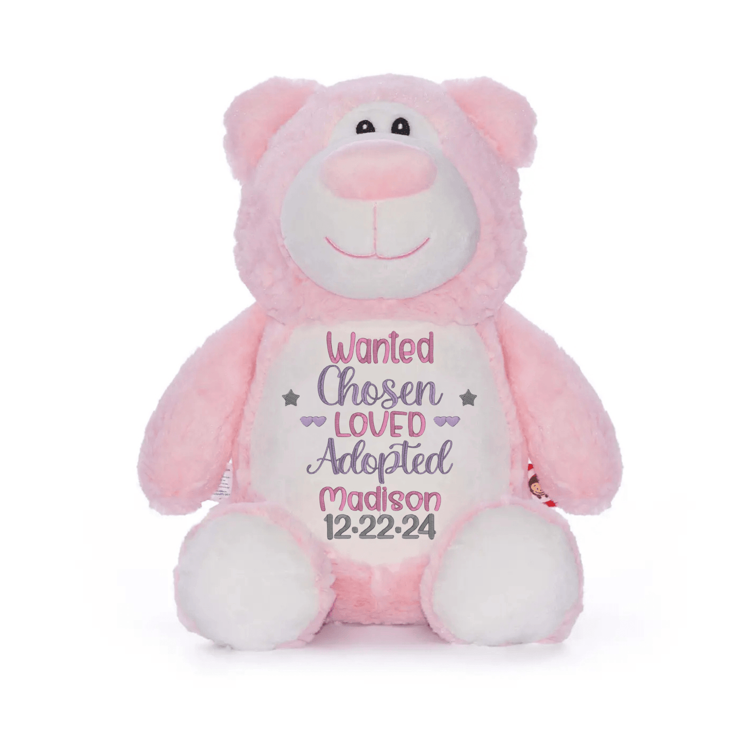 Personalized "Wanted, Chosen, Loved, Adopted" Stuffed Animal - Tiny Tots Boutique