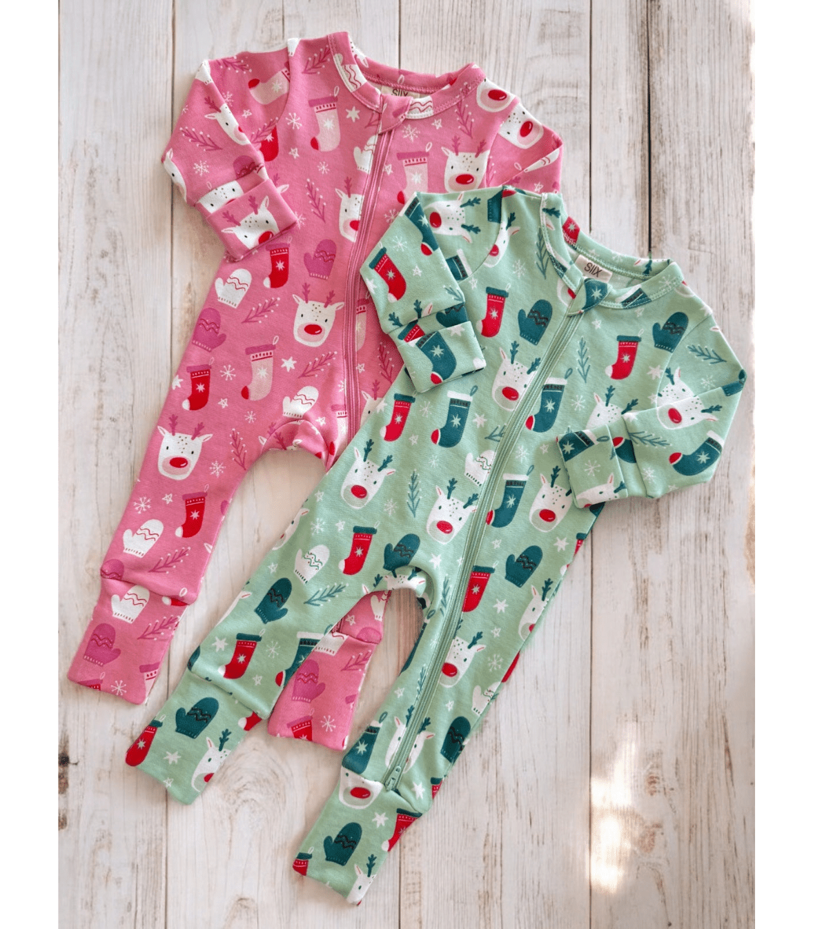 Reindeer Pink / Organic 2 - Way Zip Romper - Tiny Tots Boutique
