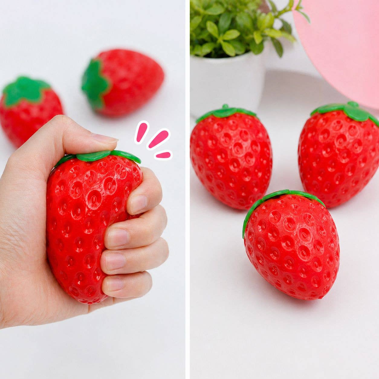 Viral Strawberry Squishy – Soft & Stretchy Stress Toy - Tiny Tots Boutique