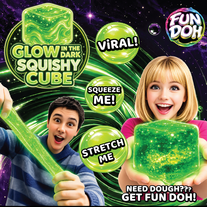 Glow in the Dark Squishy Sparkle Cube
