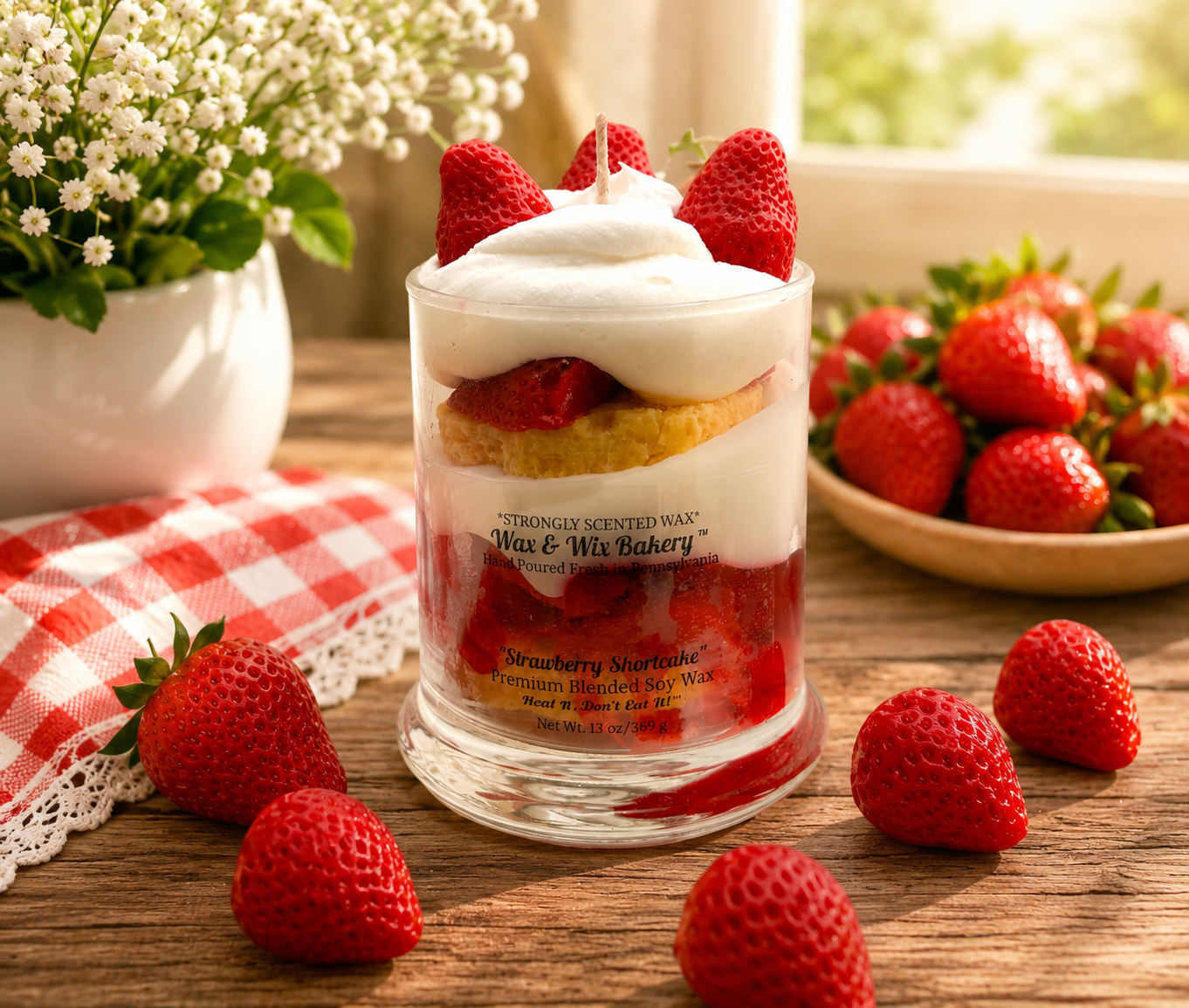 Strawberry Shortcake Soy Candle - Custom Engraving Available