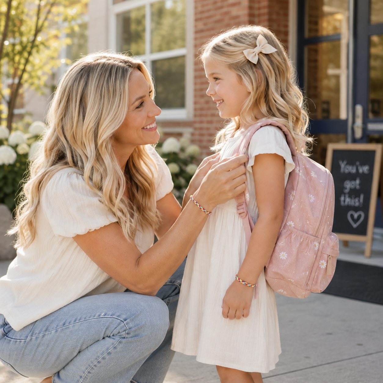 First Day of School Comfort Bracelet Gift for Mom and Daughter