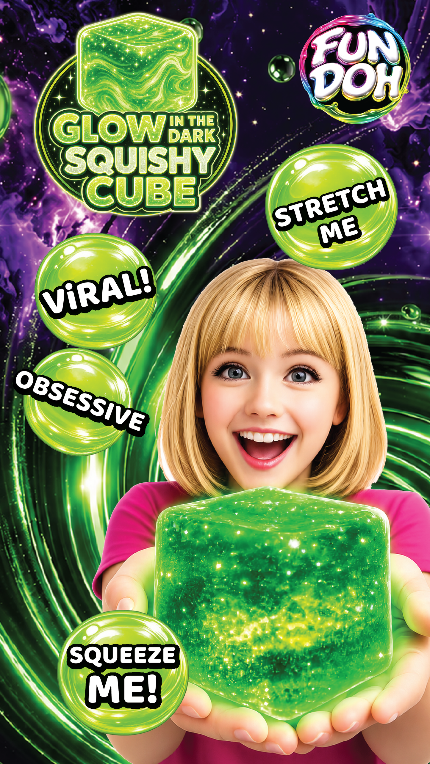Glow in the Dark Squishy Sparkle Cube