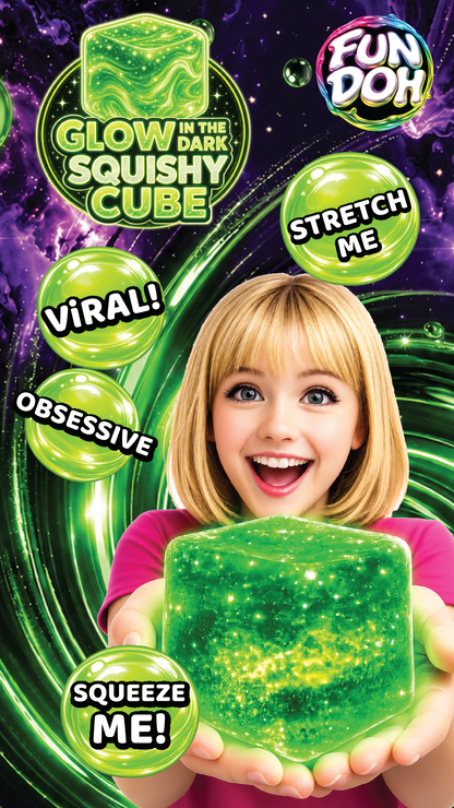 Glow in the Dark Squishy Sparkle Cube