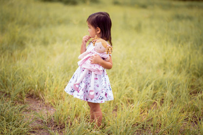 Amelia Lt. Brown Hair Doll in Pink Linen Dress w/Display Box - Tiny Tots Boutique