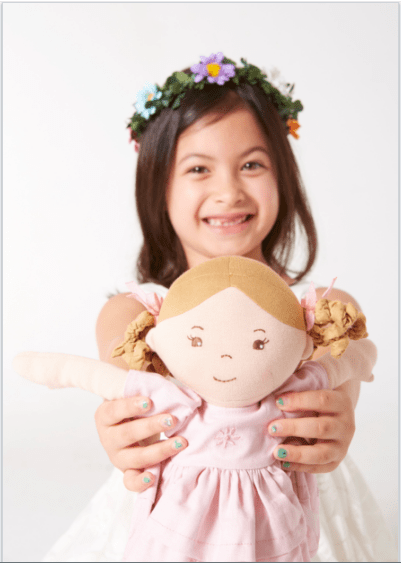 Amelia Lt. Brown Hair Doll in Pink Linen Dress w/Display Box - Tiny Tots Boutique