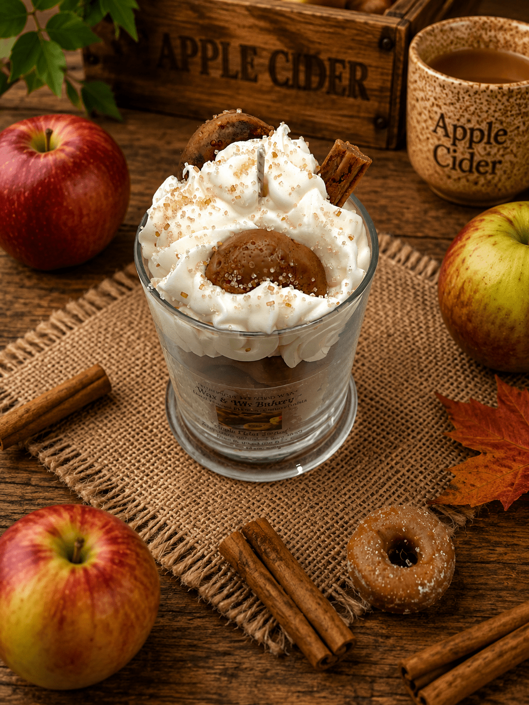 Apple Cider Donut Candle. 13 oz. Large Soy Dessert Candle - Tiny Tots Boutique