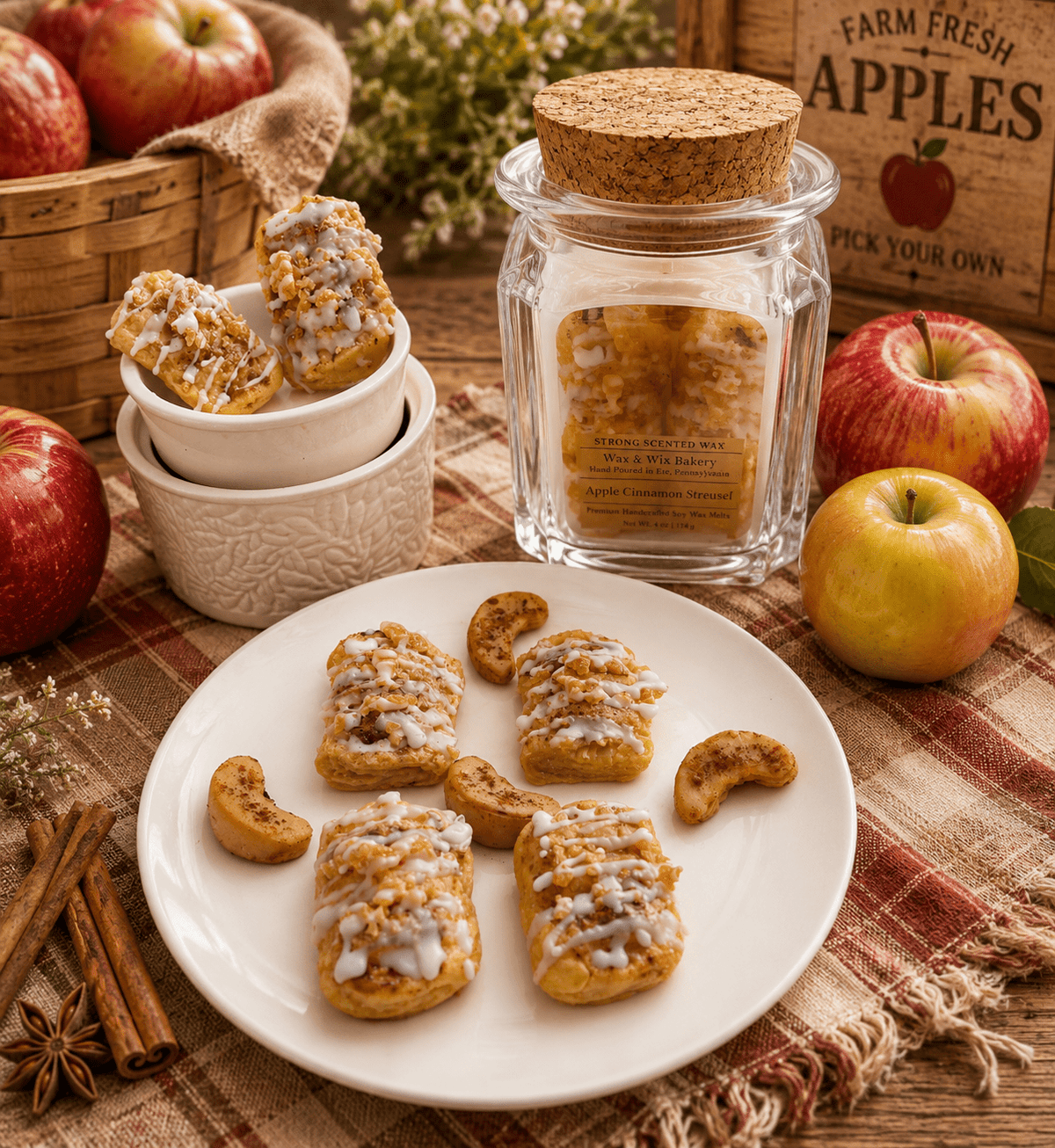 Apple Cinnamon Streusel Pastry Wax Melts. Bakery Wax Melt. - Tiny Tots Boutique