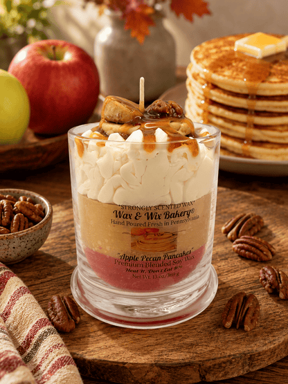 Apple Pecan Pancake Candle. 13 oz. Large Soy Dessert Candle - Tiny Tots Boutique