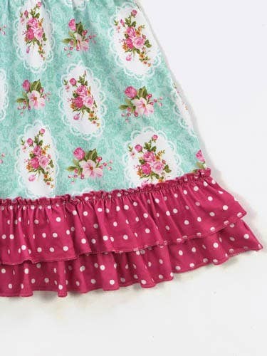 Aqua Bouquet Girls Dress - Tiny Tots Boutique