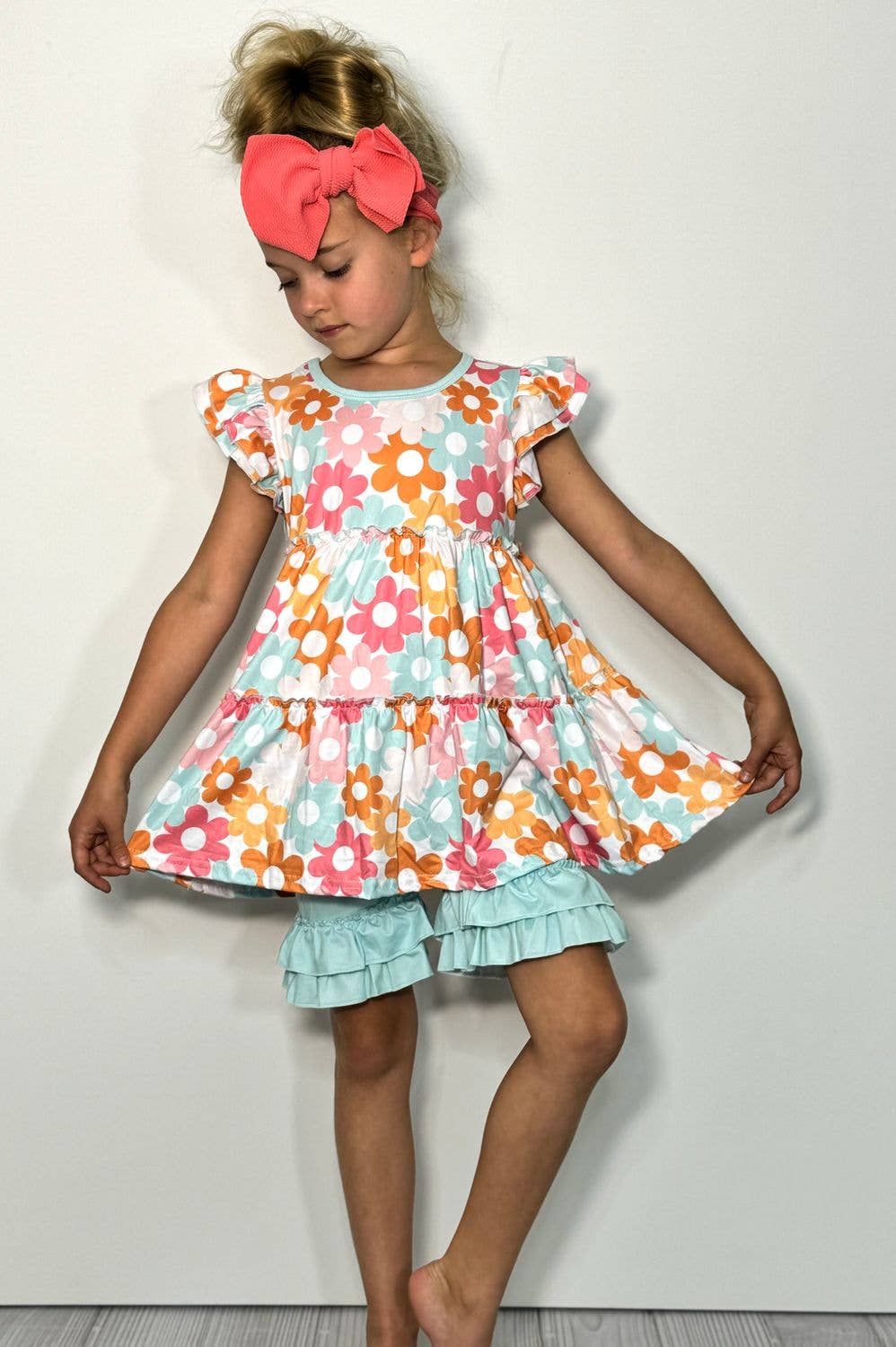 Aqua Daisy Girls Set - Tiny Tots Boutique