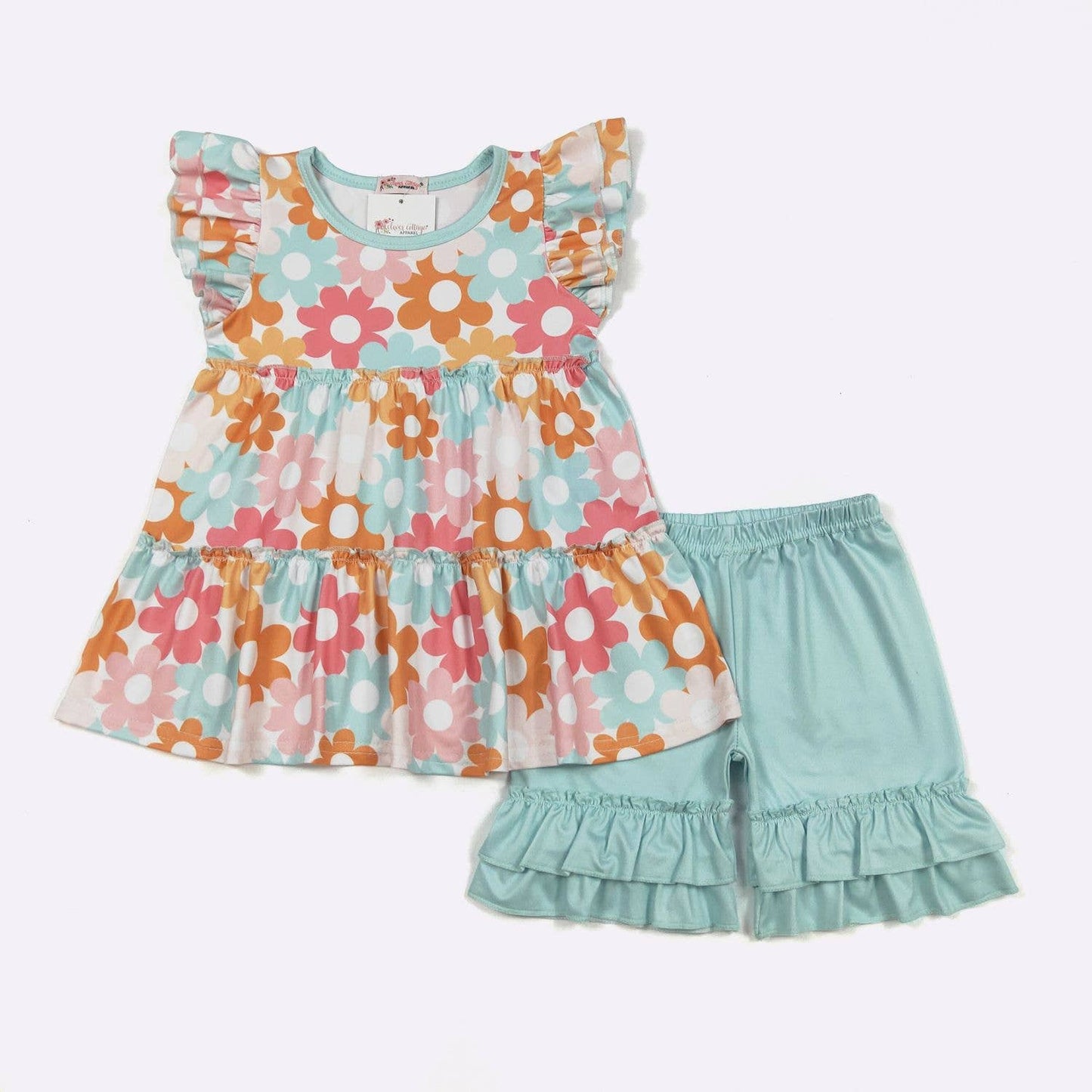 Aqua Daisy Girls Set - Tiny Tots Boutique