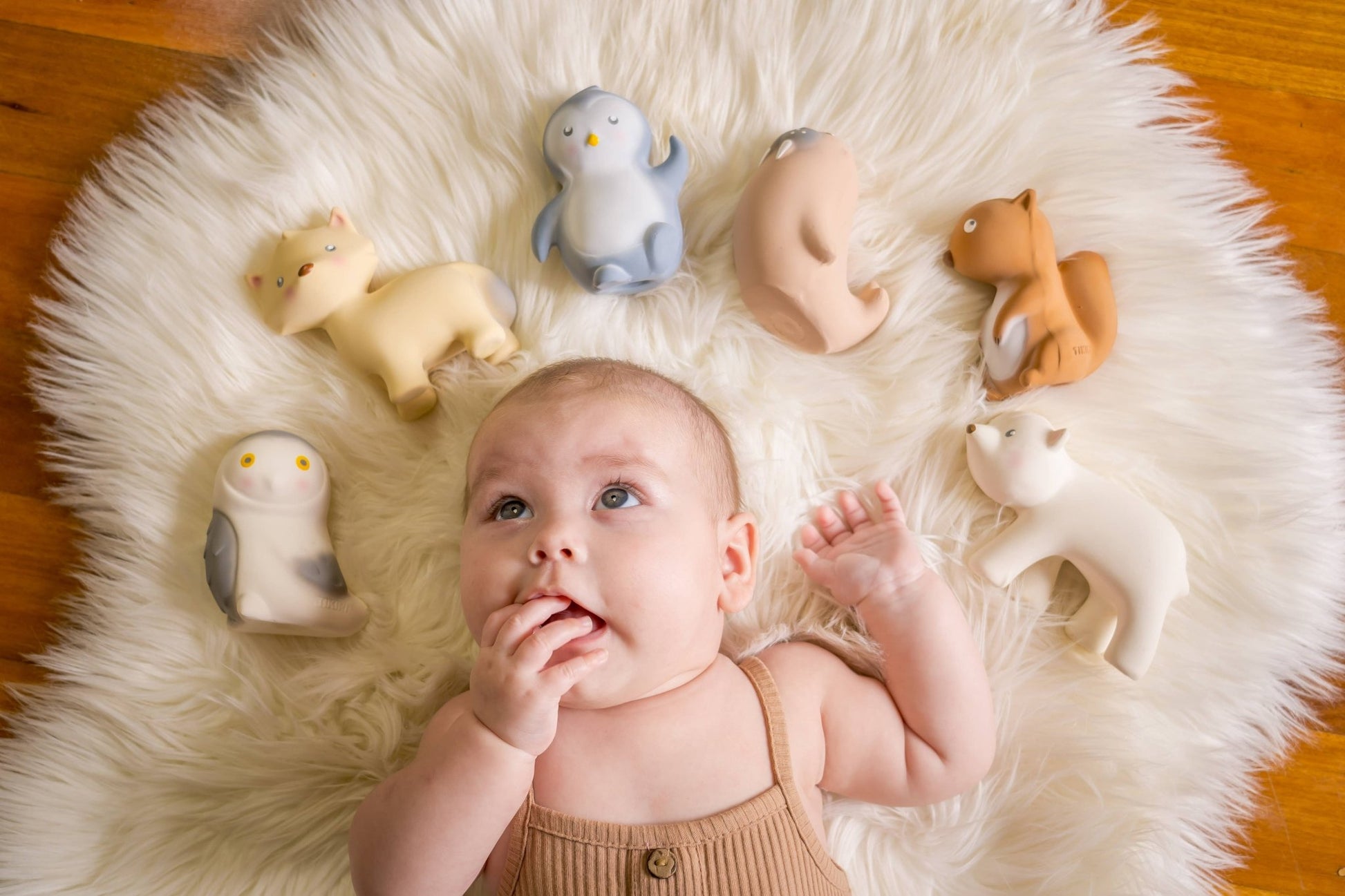 Arctic Squirrel Organic Rubber Teether, Rattle & Bath Toy - Tiny Tots Boutique