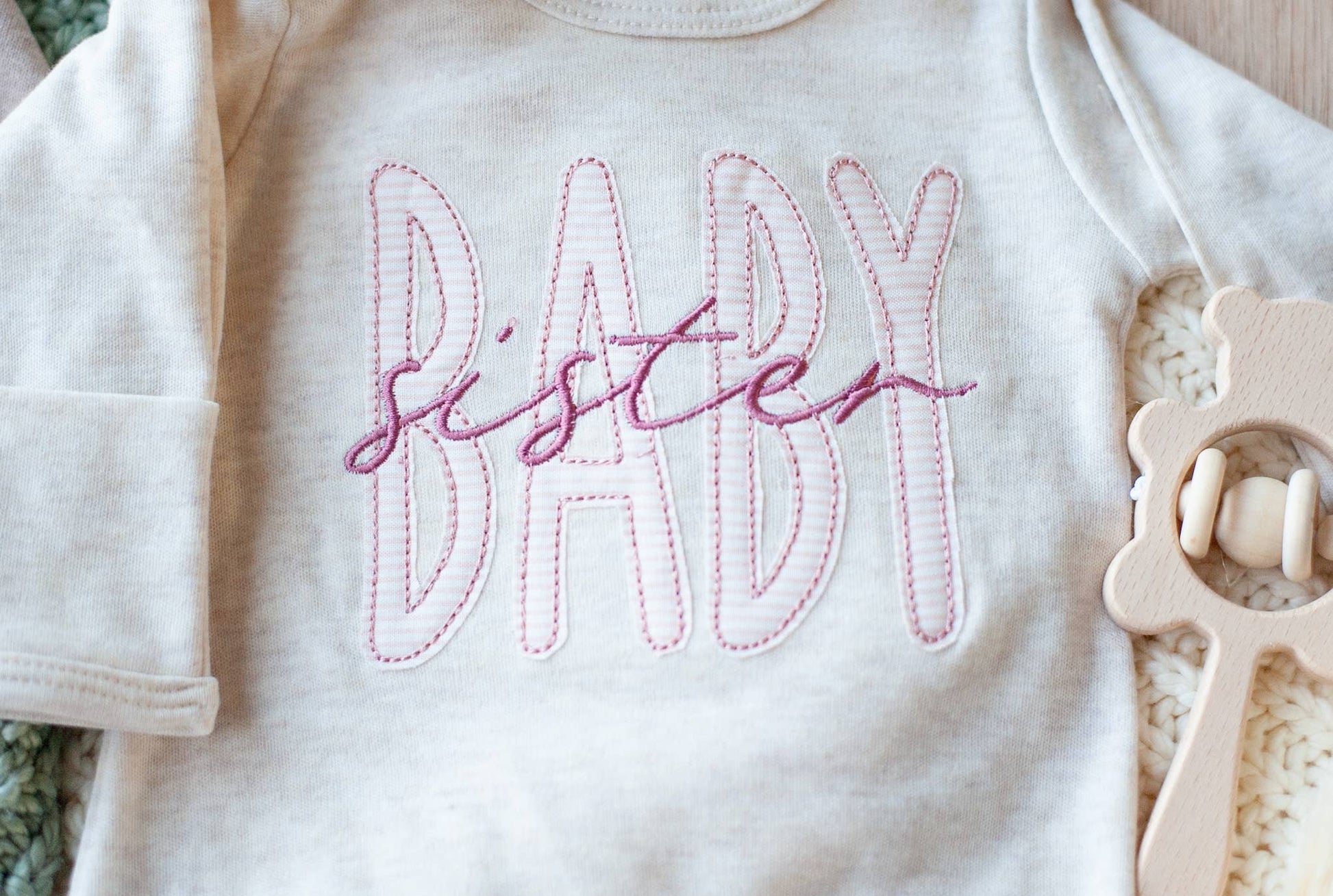 Baby Girl Outfit | Oatmeal Knot Gown Pink Baby Sister - Tiny Tots Boutique