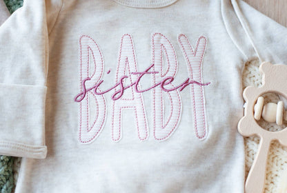 Baby Girl Outfit | Oatmeal Knot Gown Pink Baby Sister - Tiny Tots Boutique