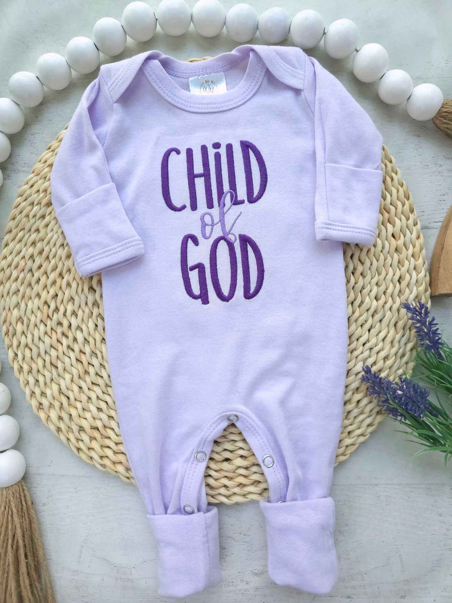 Baby Girl Romper | Child Of God Purple - Tiny Tots Boutique