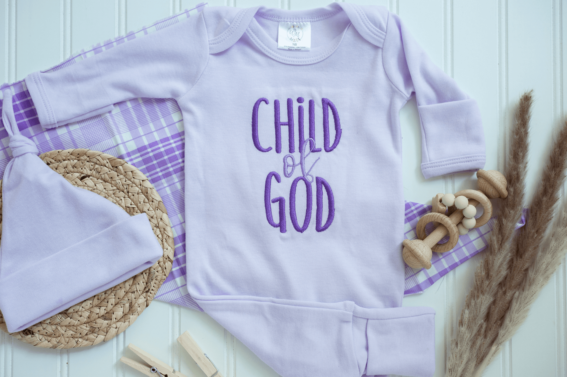 Baby Girl Romper | Child Of God Purple - Tiny Tots Boutique