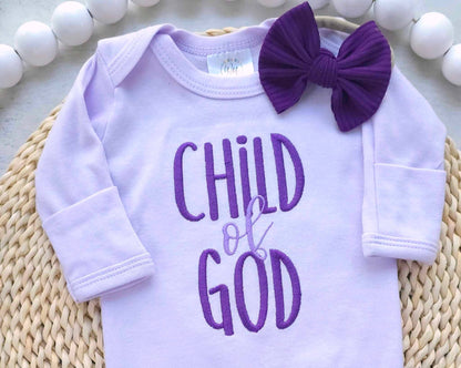 Baby Girl Romper | Child Of God Purple - Tiny Tots Boutique
