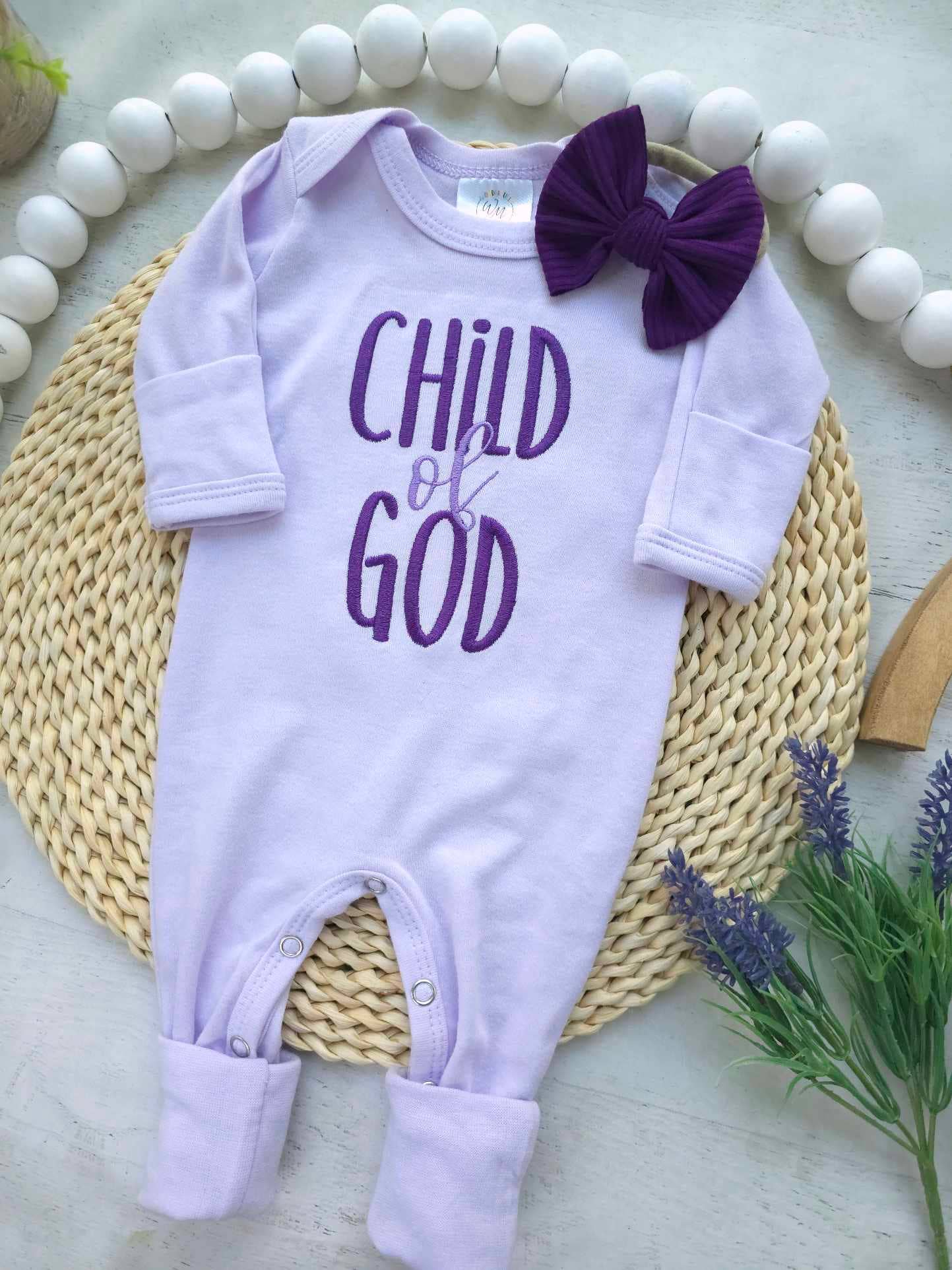 Baby Girl Romper | Child Of God Purple - Tiny Tots Boutique